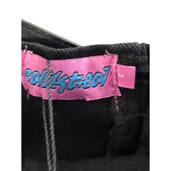 Edikted Black Denim Corset Mini Skirt S Belted Western Silver Buckles Washed - Picture 4 of 8